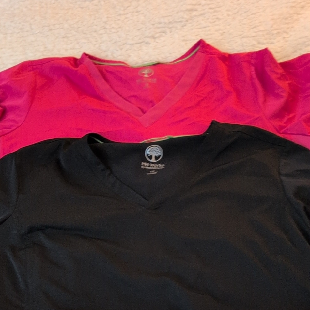 Healing Hands Pink and Black V-Neck Tops